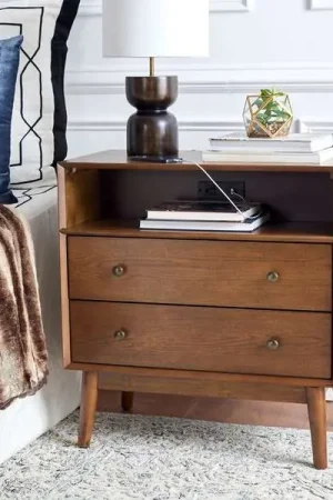 While Supplies Last Safavieh Scully 2 Drawer 1 Shelf Chest W/ Usb - Medium Oak