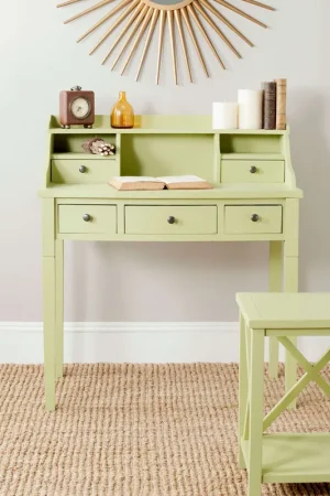 Worldwide Shipping Safavieh Landon 5 Drawer Writing Desk - Split Pea