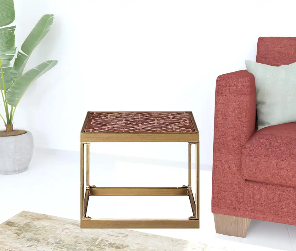 16" Brass And Warm Brown Leather Rectangular End Table By Homeroots Get Yours