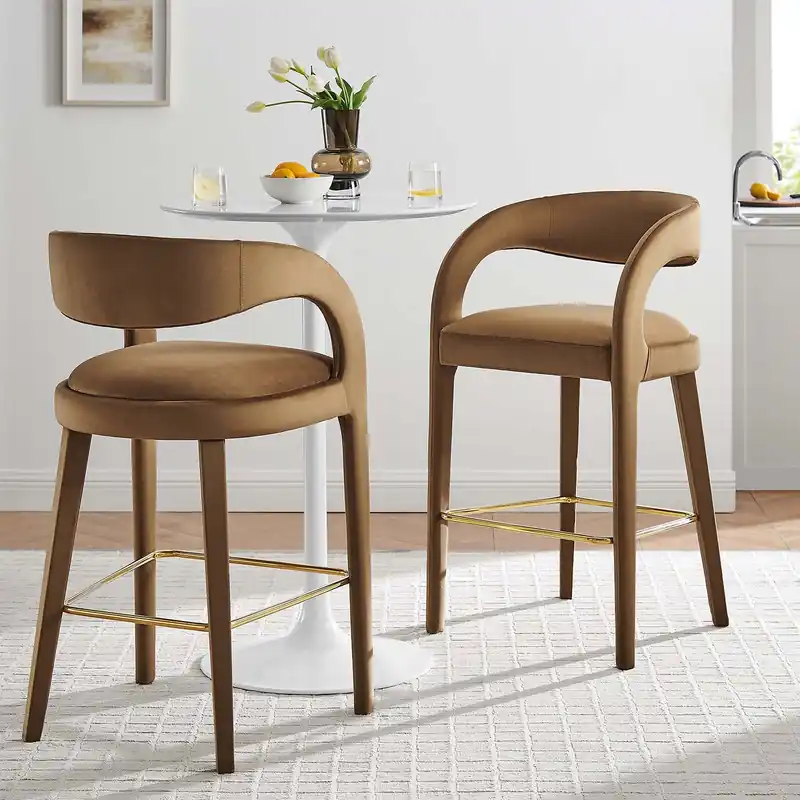 Top Pick Pinnacle Performance Velvet Bar Stool Set of Two By Modway - EEI-6569