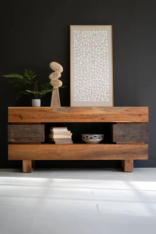 Recycled And Acacia Wood Console Table With Two Drawers By Kalalou Viral