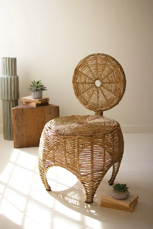 Woven Seagrass And Iron Statement Chair By Kalalou Trusted Brand
