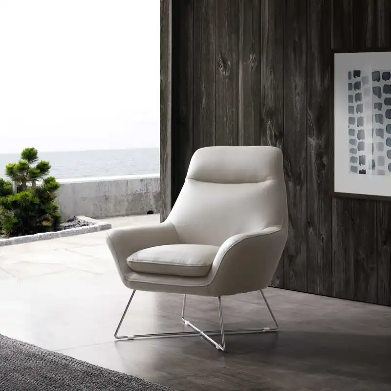Affordable 33" Light Gray And Silver Faux Leather Tufted Arm Chair By Homeroots