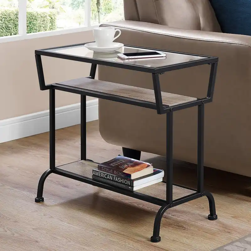 Reduced Price 24" Clear And Black Glass Console Table With Storage By Homeroots