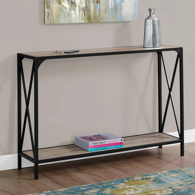 48" Taupe And Black Console Table With Storage By Homeroots While Supplies Last