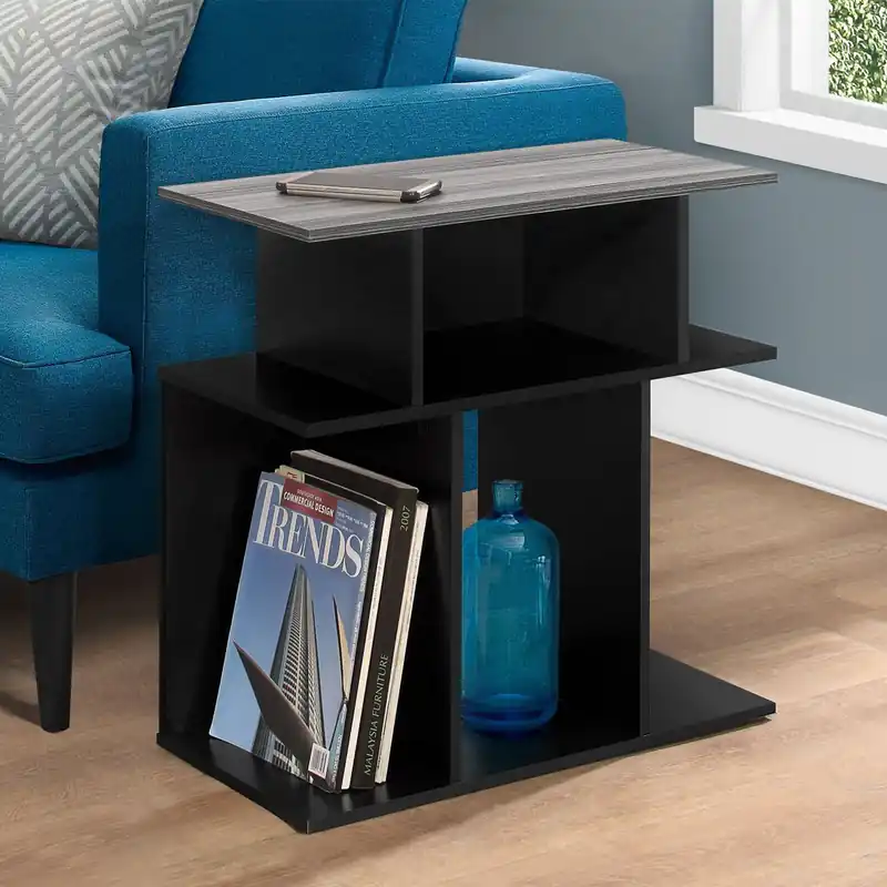 24" Black And Gray End Table With 6 By Homeroots Handmade