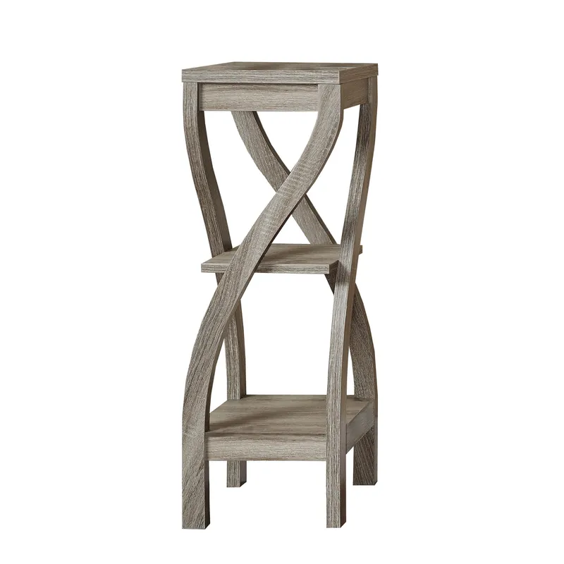 Price Cut 32" Deep Taupe End Table With Two Shelves By Homeroots