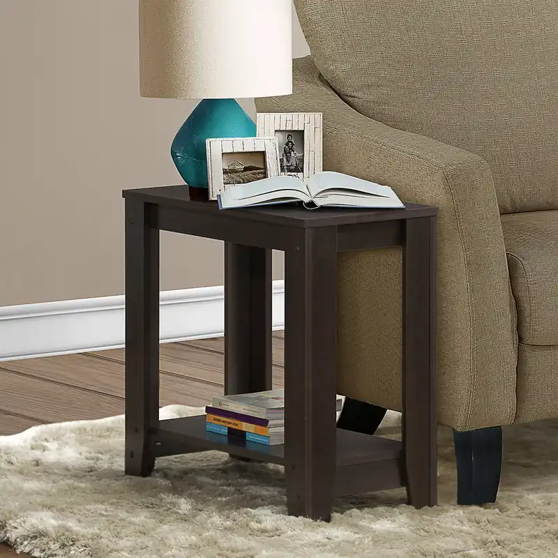 No Minimum Order 22" Dark Brown End Table With Shelf By Homeroots