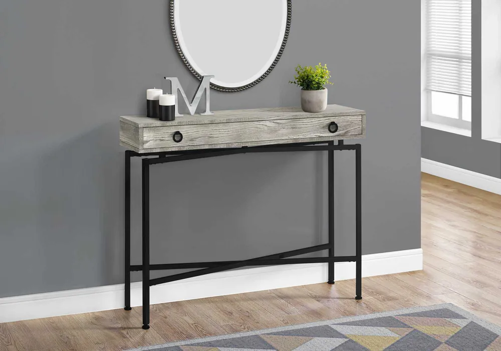 Fan Favorite 43" Gray And Black Cross Leg Console Table By Homeroots
