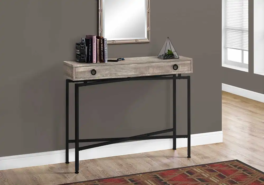 43" Taupe And Black Cross Leg Console Table By Homeroots Authentic