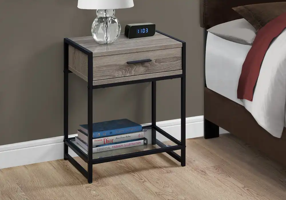 Don’t Miss Out 22" Black And Deep Taupe End Table With Drawer And Shelf By Homeroots