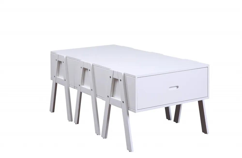 Instant Buy Sleek White Rectangular Convertible Coffee Table By Homeroots