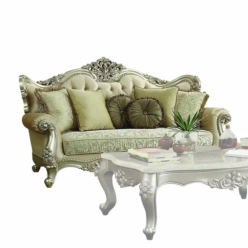 41" X 88" X 50" Fabric Champagne Upholstery Wood Legtrim Sofa W7 Pillo Exclusive Offer