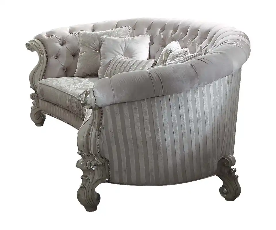 Authentic 55" X 109" X 39" Ivory Velvet Bone White Upholstery Poly Resin Sofa w5