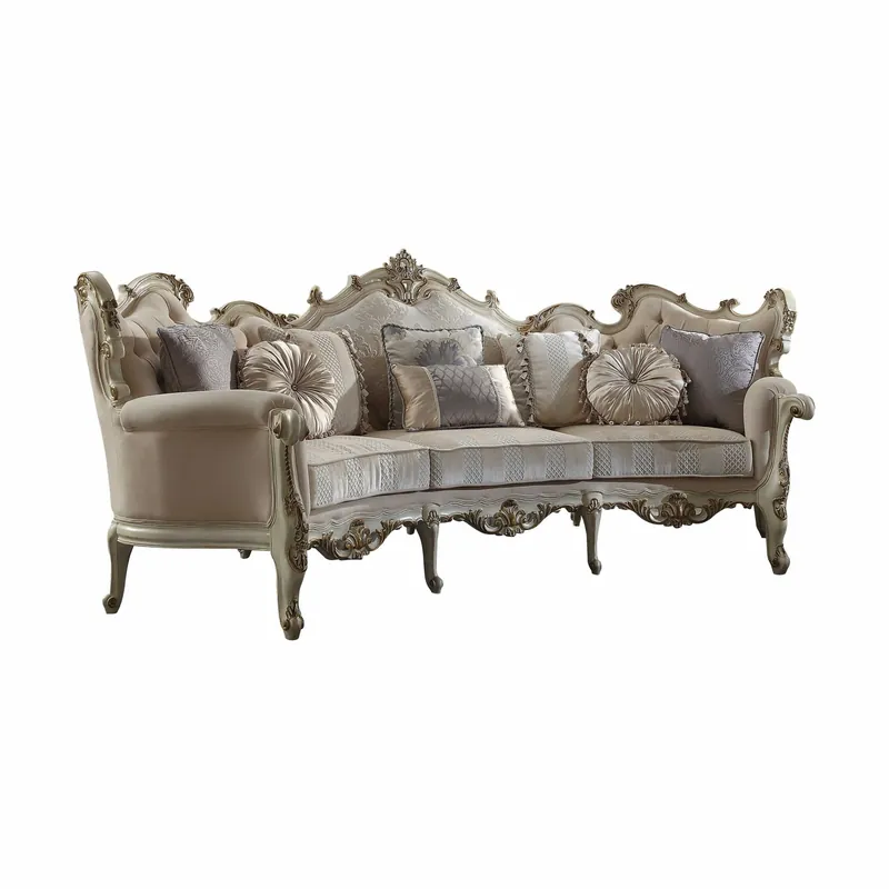 Modern 52" X 113" X 46" Fabric Antique Pearl Upholstery Poly Resin Sofa W8 Pi