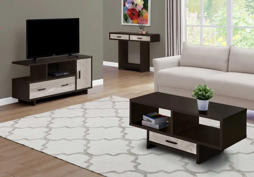 Professional Grade 15.5" X 47.25" X 23.75" Cappuccinotaupe Reclaimed Wood Look TV Stand B