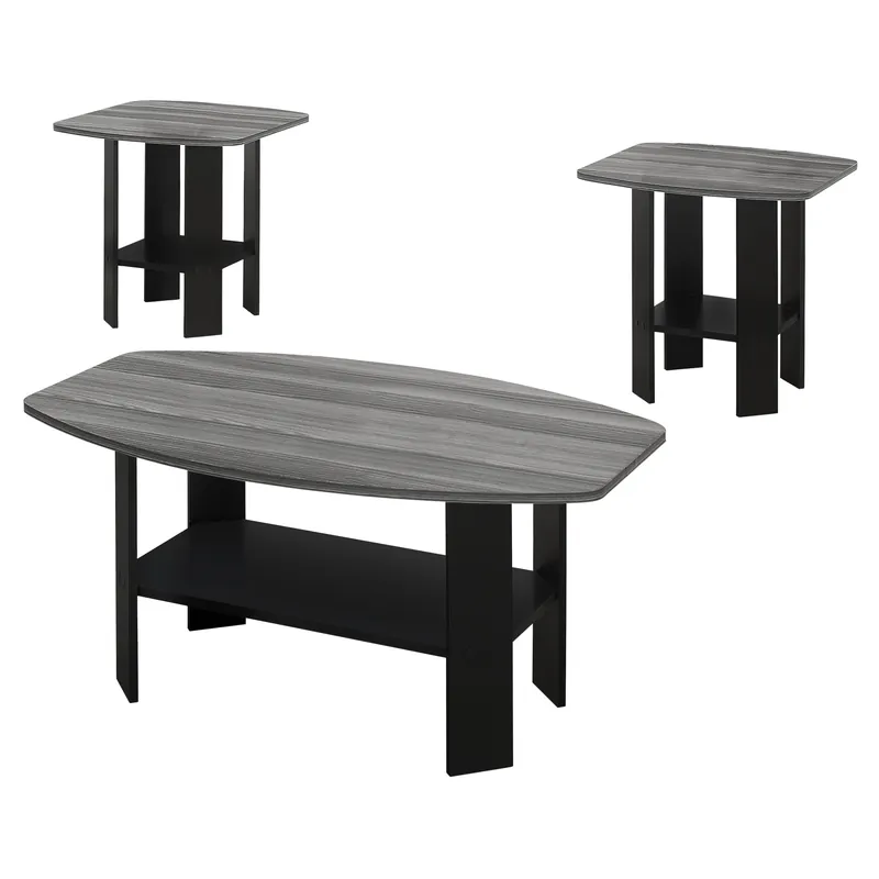 Set Of Three 36" Gray And Black Rectangular Coffee Table With Shelf By No Minimum Order