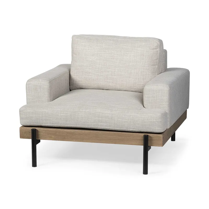 41" Cream And Black Fabric Arm Chair By Homeroots Final Sale