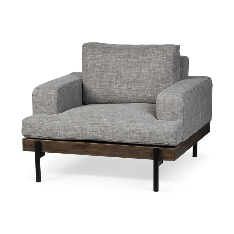 41" Gray And Black Linen Club Chair By Homeroots Last Chance