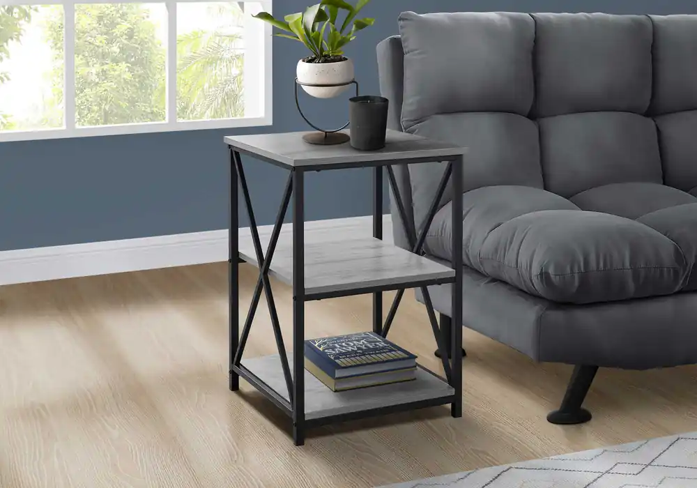 Money Back Guarantee 26" Rectangular Grey Black Metal Accent Table By Homeroots
