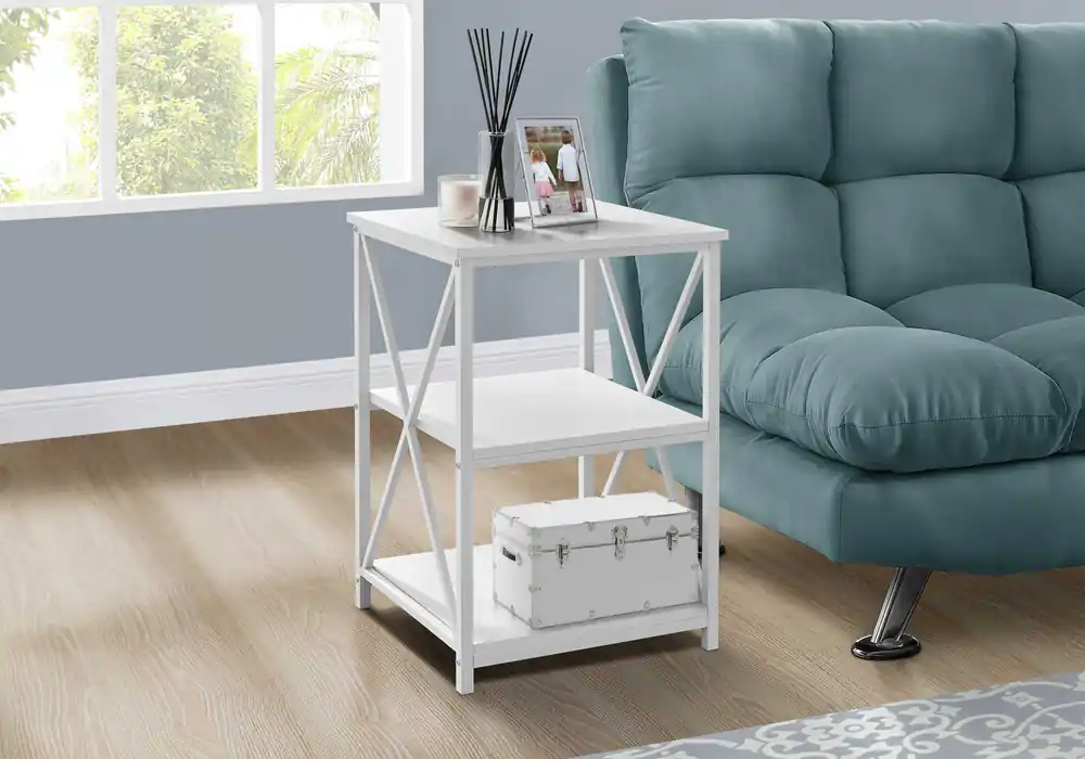Crafted 26" Rectangular White White Metal Accent Table By Homeroots