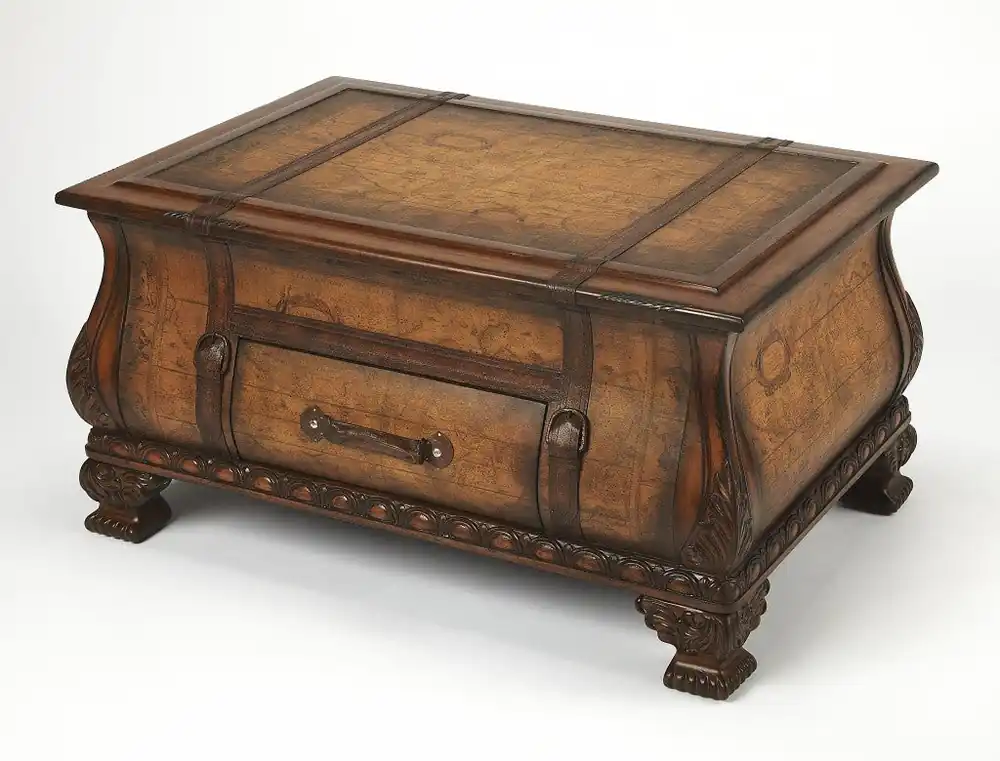 Old World Vintage Style Map Bombe Coffee Table By Homeroots Professional Grade