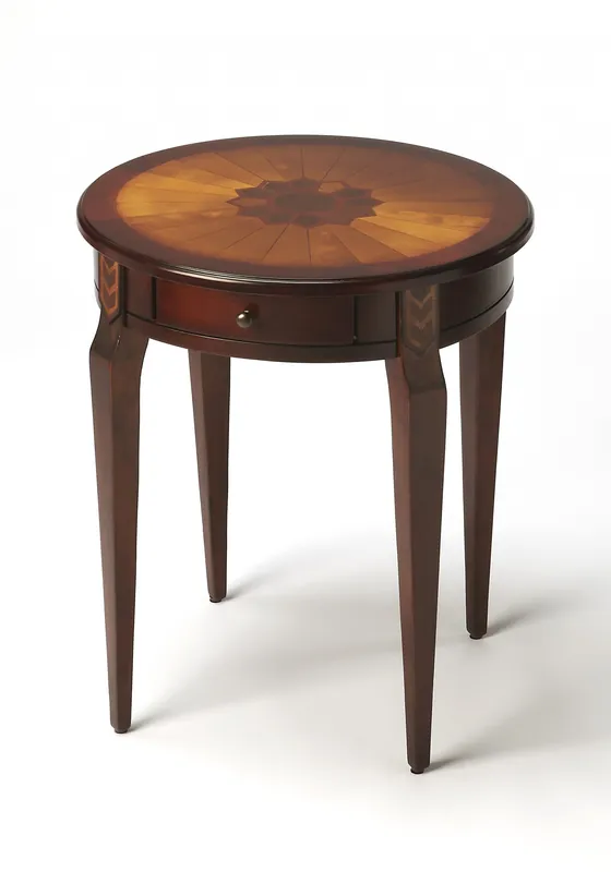 Cherry With Maple Inlay Round Accent Table By Homeroots Viral