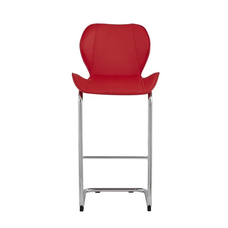 Set Of 4 Modern Red Barstools With Chrome Legs By Homeroots Hassle-Free Returns