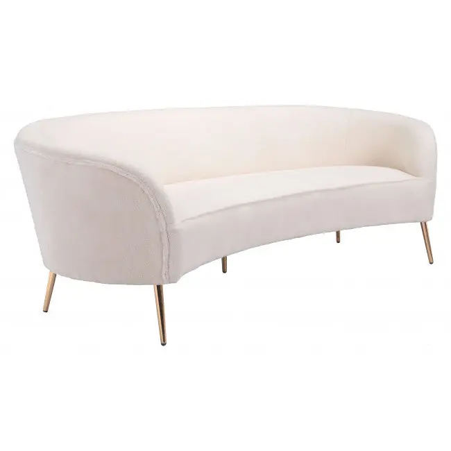 86" White Polyester Blend And Gold Sofa By Homeroots Fresh Stock
