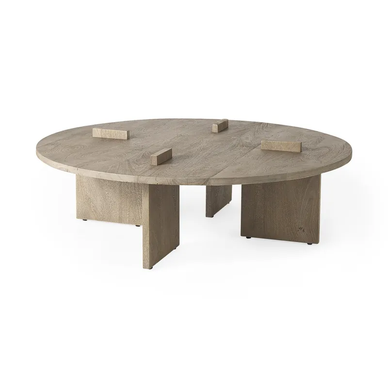 Cool Gray Brown Round Wooden Coffee Table By Homeroots Save Now