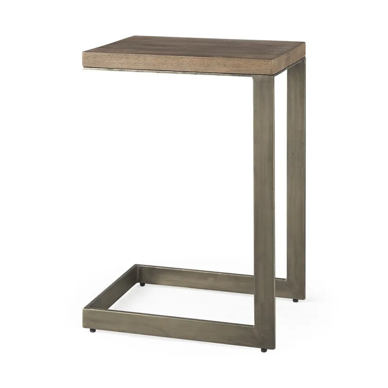 Latest Modern Light Wash And Nickel C Shape Tv Table By Homeroots