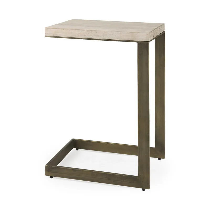 Modern Natural Wash And Golden C Shape Tv Table By Homeroots Exclusive Offer