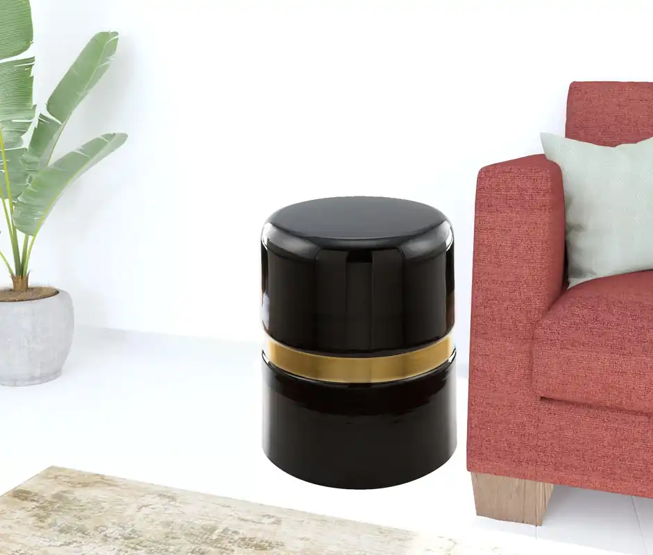 Special Offer 18" Black and Gold Modern Tubular Round Top End Table By Homeroots