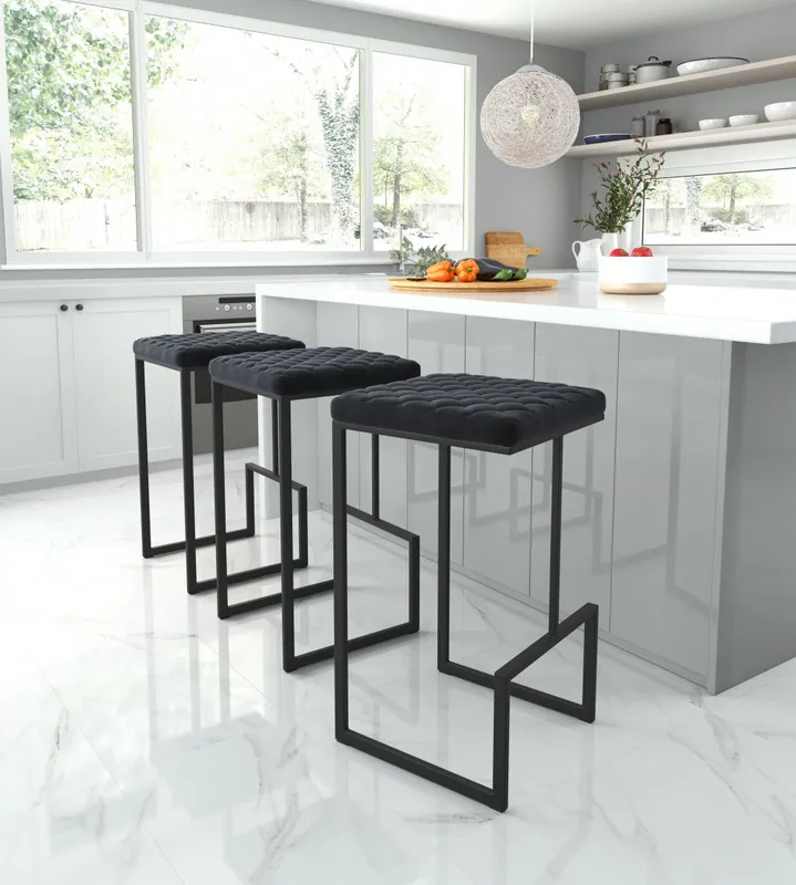 30" Black Steel Backless Bar Height Chair With Footrest By Homeroots Popular