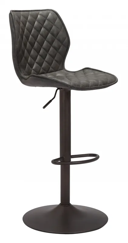 Fast Shipping 45" Gray And Black Steel Swivel Low Back Counter Height Bar Chair With