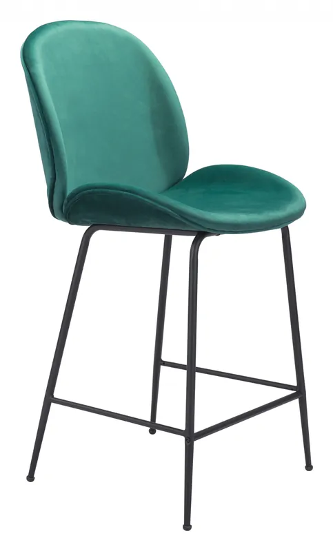 Today Only 42" Green And Black Steel Low Back Counter Height Bar Chair With Footr