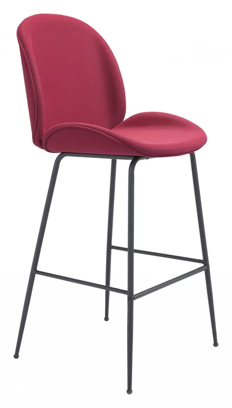 47" Red And Black Steel Low Back Bar Height Chair With Footrest By Hom Viral