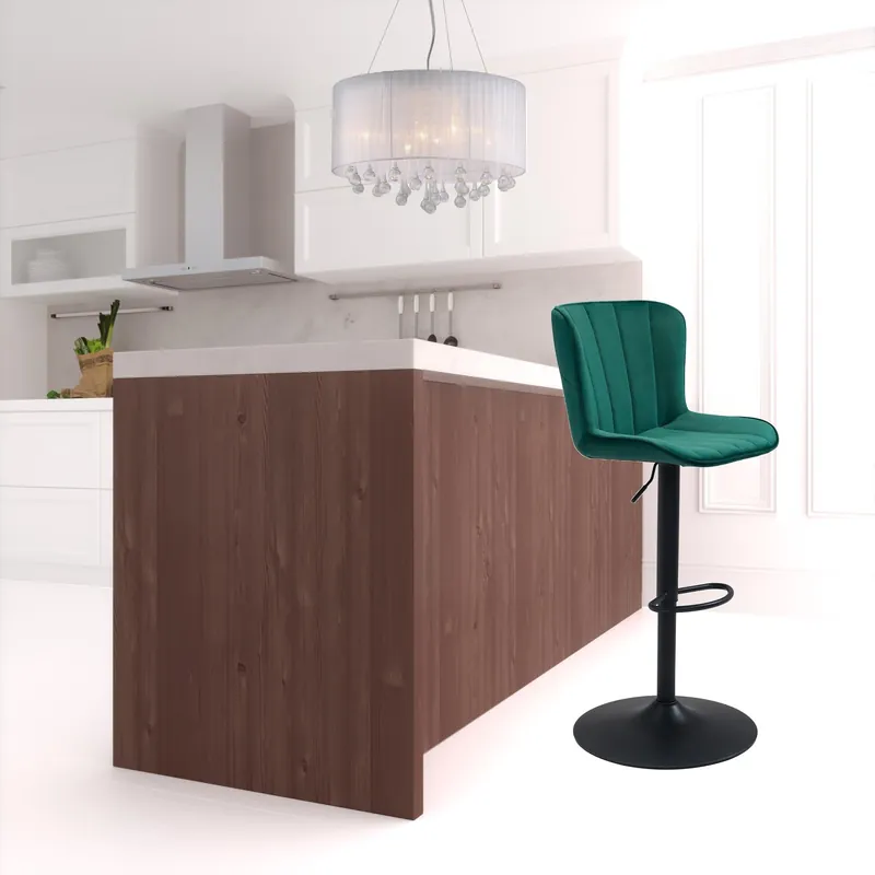 Free Delivery 24" Green And Black Steel Swivel Low Back Counter Height Bar Chair Wit