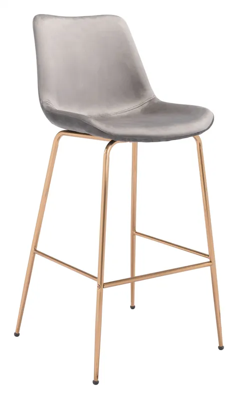 43" Gray Copper Steel Low Back Bar Height Chair With Footrest By Homer Big Sale