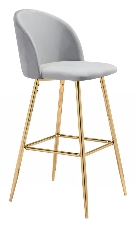 41" Gray And Gold Steel Low Back Bar Height Chair With Footrest By Hom Editor’s Pick