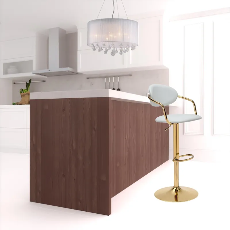 Must Have 24" White And Gold Steel Swivel Low Back Counter Height Bar Chair With