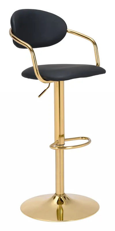 While Supplies Last 44" Black And Gold Steel Swivel Low Back Counter Height Bar Chair With
