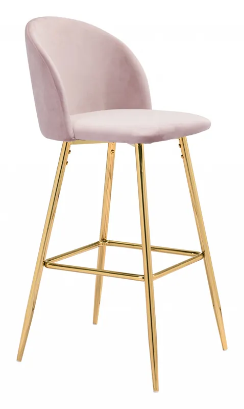 Direct From Factory 41" Pink And Gold Steel Low Back Bar Height Chair With Footrest By Hom