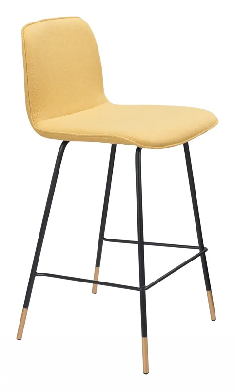 37" Yellow Upholstery and Black Steel Counter Height Bar Chair With Fo Worldwide Shipping