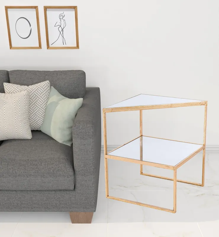 22" Gold And Clear Glass Rectangular End Table By Homeroots Super Sale
