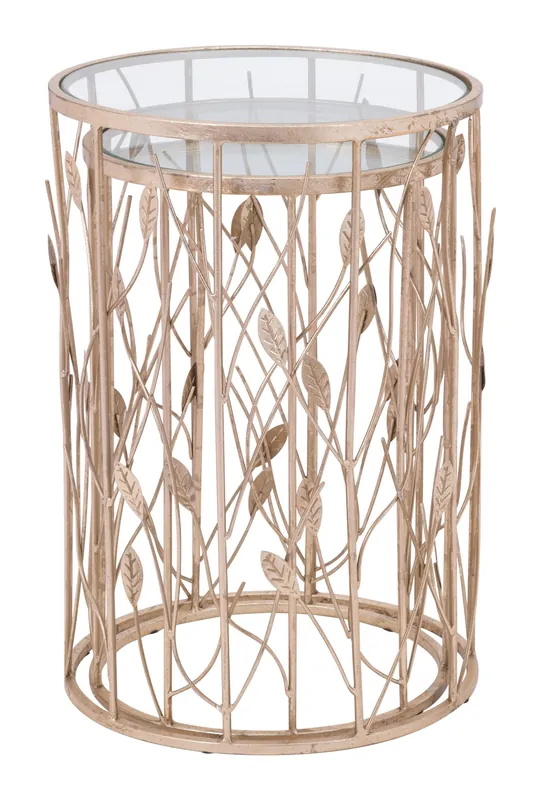 Low Price Set of Two Leaf Gold and Glass Side Tables By Homeroots