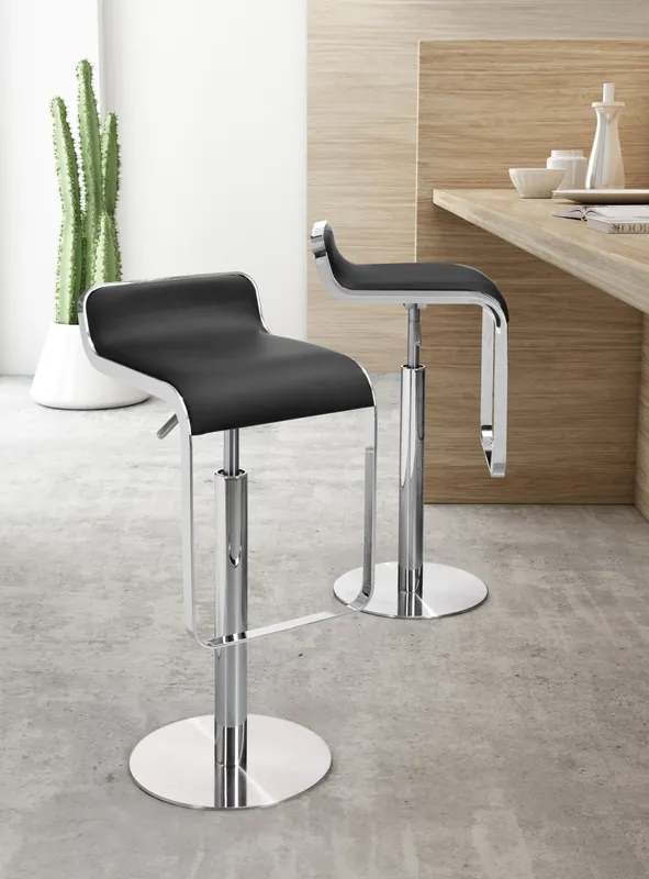 31" Black And Silver Steel Swivel Backless Adjustable Height Bar Chair Direct From Factory