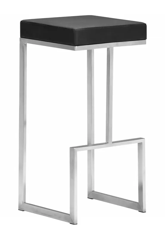 Set Of Two 30" Black And Silver Steel Backless Bar Height Chairs With One Day Deal