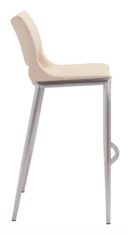 Set Of Two 41" Light Pink And Silver Steel Low Back Bar Height Chairs Fan Favorite
