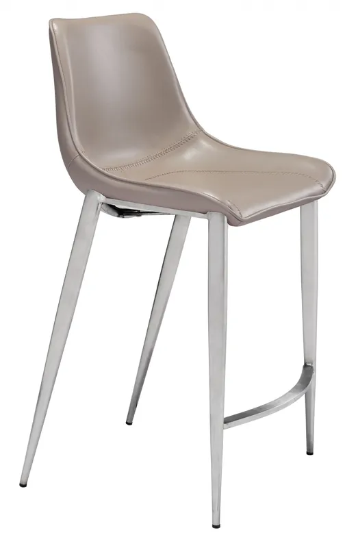 Set Of Two 40" Gray And Silver Steel Low Back Counter Height Bar Chair Limited Offer